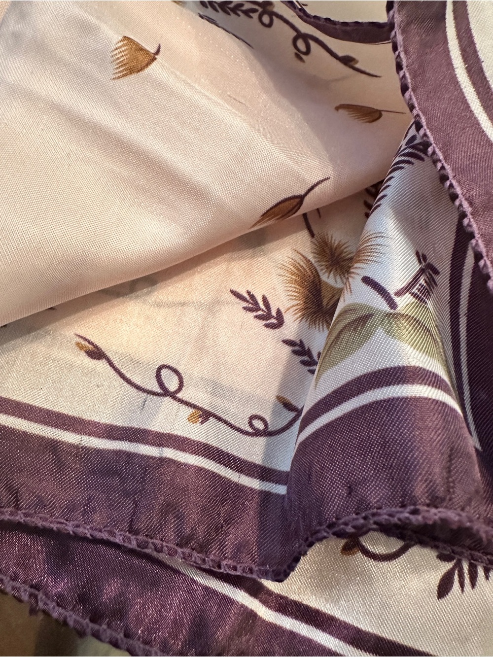 Purple and Cream Floral Scarf